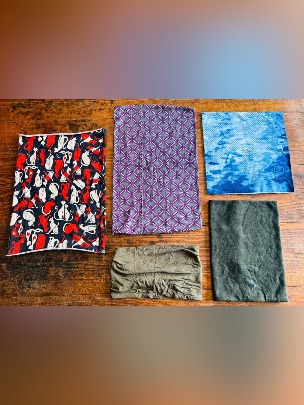 Lot of 5 Neck Gaiters Buffs Smartwool Headwear